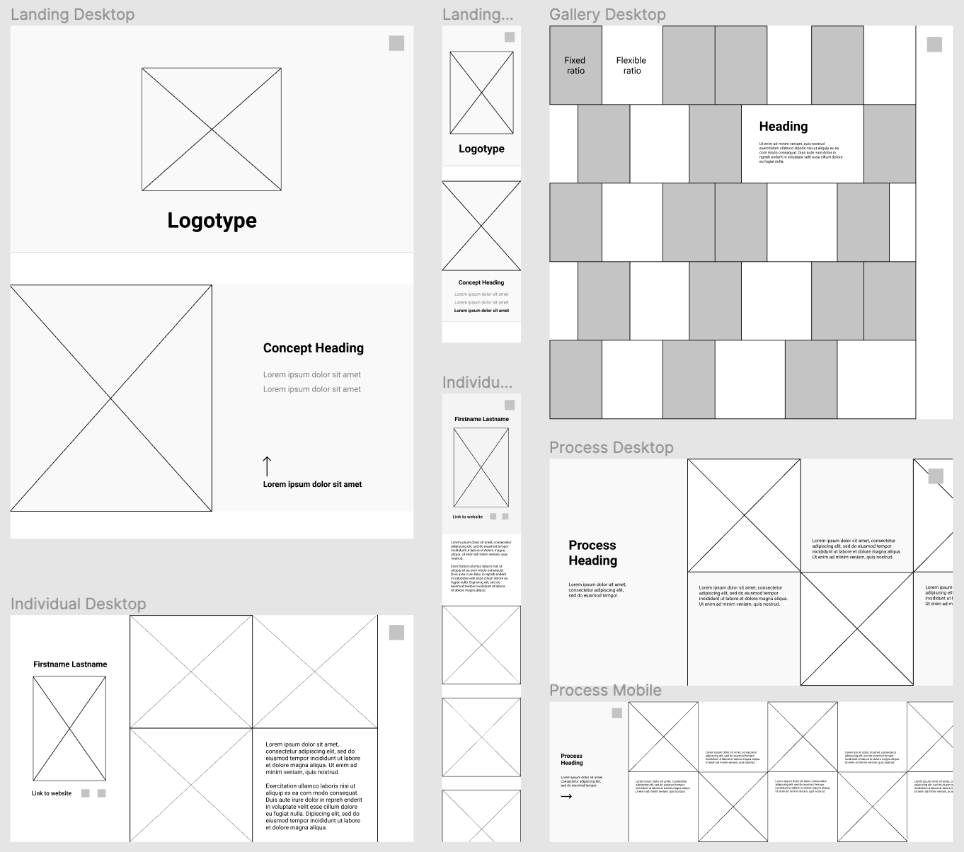 website wireframes